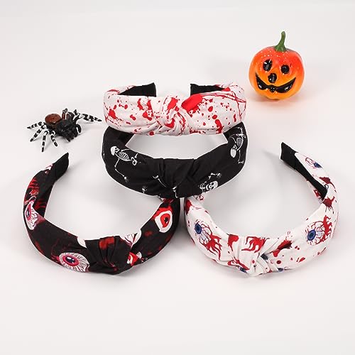 Ardorchid Spooky Headbands for Women Girls Halloween Horror Eyeball Blood Knot Headband Black White Skull Skeleton Ghost Hair Accessories Halloween Decoration