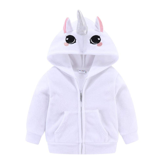 Mud Kingdom Toddler Girls Unicorn Fleece Hoodies Full Zipper White 3T