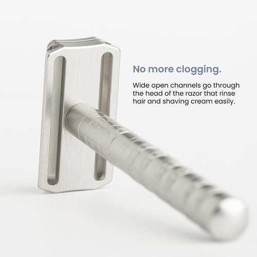 Henson Shaving Razor - Tan Double Edge Safety Razor with 5 Blades | Precision 30° Angle for Men & Women