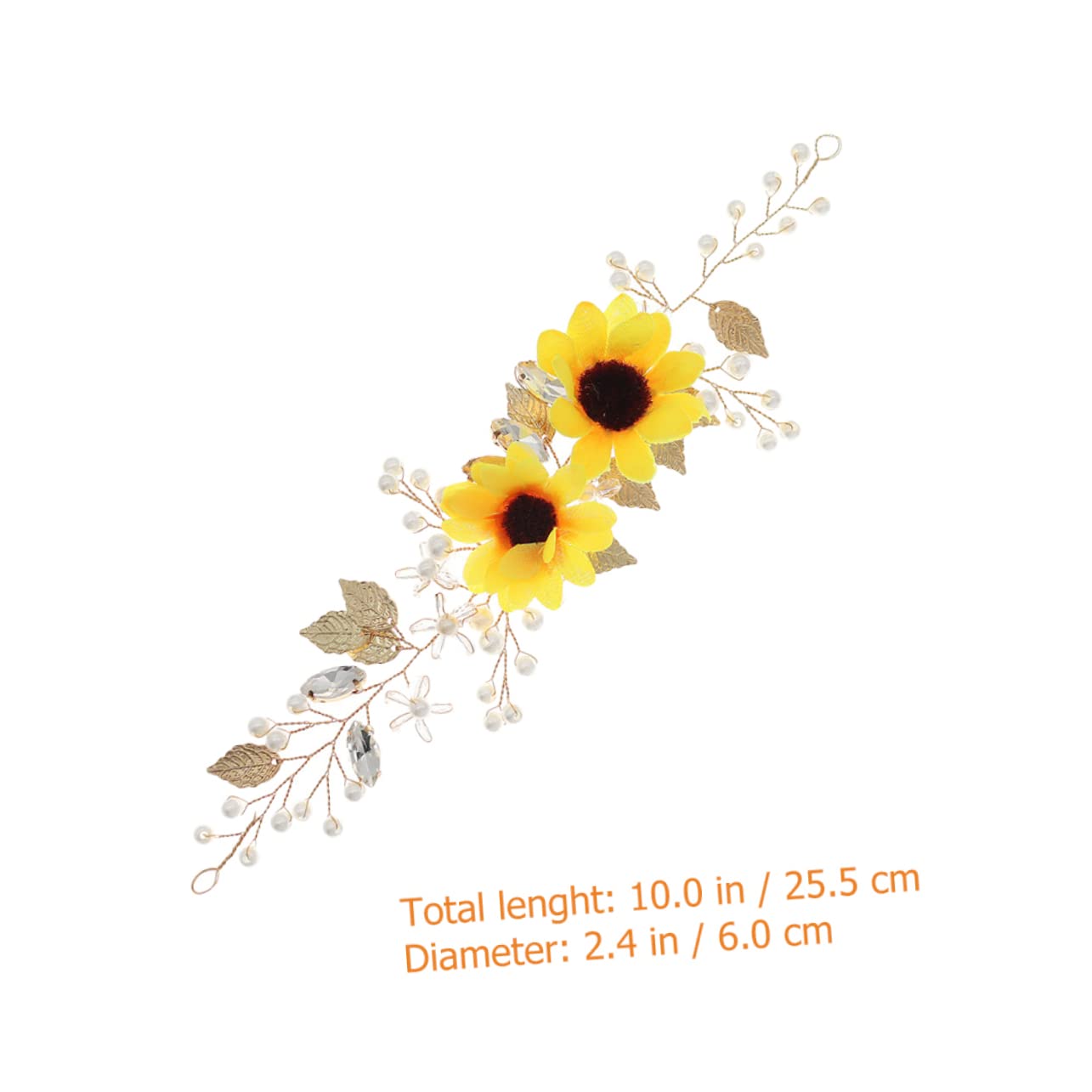 Beavorty Sun Flower Headband, 2pcs Crystal Decor Hair Accessories for Women, Wedding Hair Pieces, Zinc Alloy, Silk Cloth, Zircon