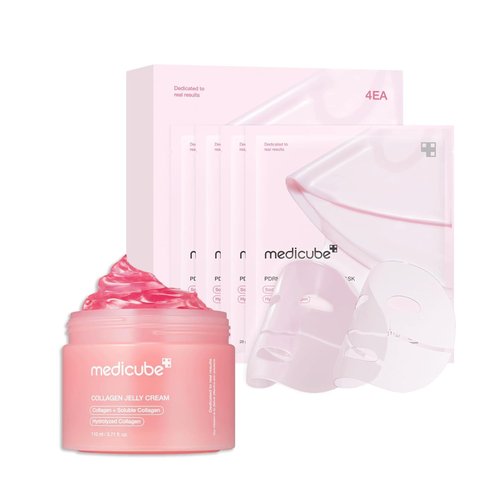 Medicube Pink Glass Glow Duo - Collagen Jelly Cream 110ml & Salmon DNA PDRN Gel Mask (4 Pack)