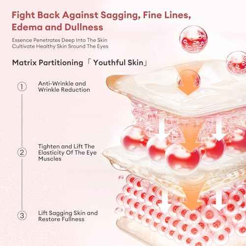 Under Eye Patches Gold Essence Hydrogel Eye Masks for Puffy Eyes and Dark Circles Caffeine Hyaluronic Acid & Niacinamide Deep Hydrating Eye Mask for Men & Women 60 PCS (Rose-pink)