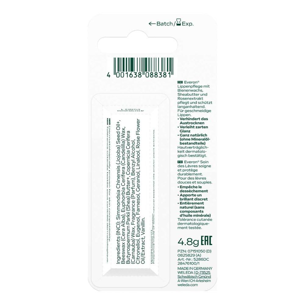 Weleda Everon Lip Balm - Nourishing Hydration for Soft Lips | 0.17 Ounce
