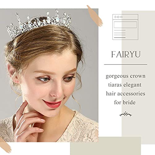 Fairyu Baroque Wedding Bride Crown and Tiaras Rhinestone Gemstone Crown Tiaras Queen Bridal Crowns Elegant Roal Hair Accessories for Women and Girls (Green)