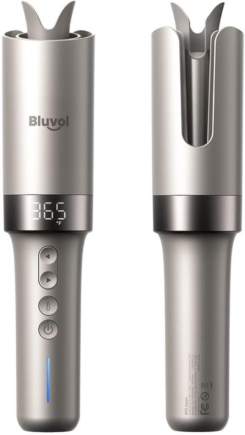 Bluvol R10 Apex Cordless Curling Iron - 1-Inch Rotating Wand with Anti-Tangle & LED Features, Starlight Finish