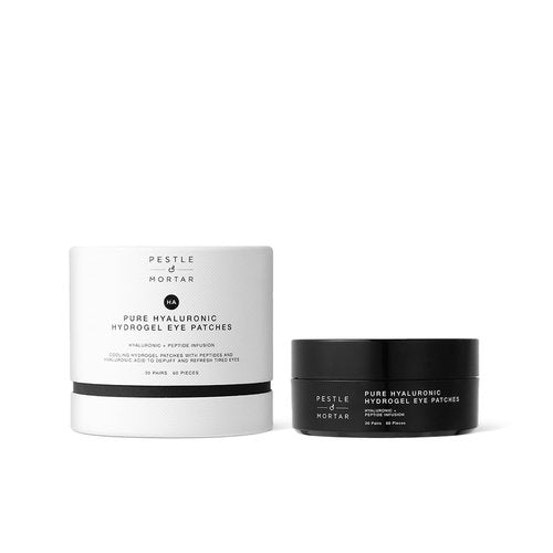Pestle & Mortar Pure Hyaluronic Hydrogel Eye Patches - 30 Pairs | Cooling Under-Eye Treatment with Peptides for Hydration & Depuffing