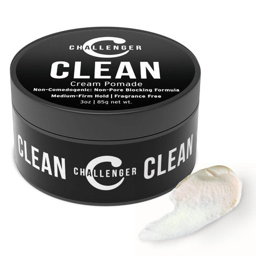 Challenger Fragrance Free Cream Pomade - Non-Comedogenic Hair Gel with Medium Firm Hold | 3oz