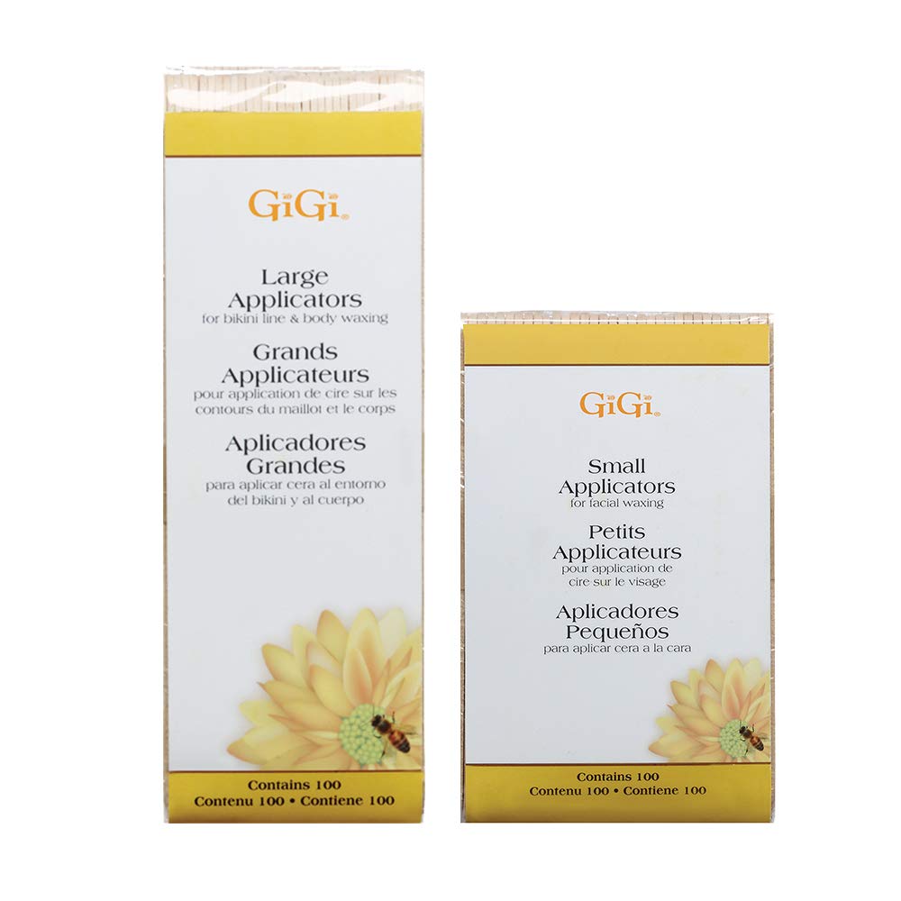 GiGi Wooden Wax Sticks - Large & Small Applicator Wax Spatulas for Hair Removal - Precision Waxing Sticks for Face, Bikini, and Body - 100 ct, Pack of 2