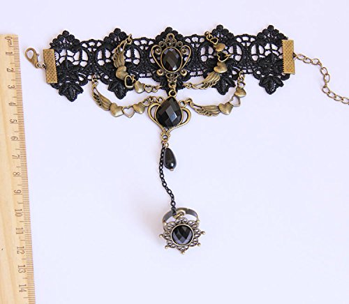 Love Sweety Halloween Vintage Crown Rose Headband Gothic Floral Headpiece (Necklace and Bracelet Heart)