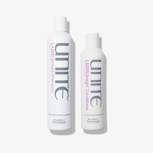 UNITE Hair LAZER Straight Shampoo & Conditioner - Smooths, Softens & Controls Frizz - 10 Fl Oz & 8 Fl Oz