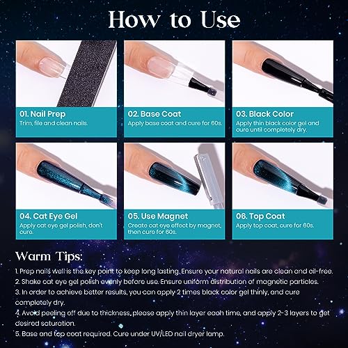 MIZHSE 8 Colors 9D Cat Eye Gel Nail Polish, Upgraded Magnetic Gel Polish Kit with Magnet Stick, Galaxy Chameleon Effect Silky Cat Eye Nail Gel Soak Off Nail Art Salon Manicure Home Ladies Gift
