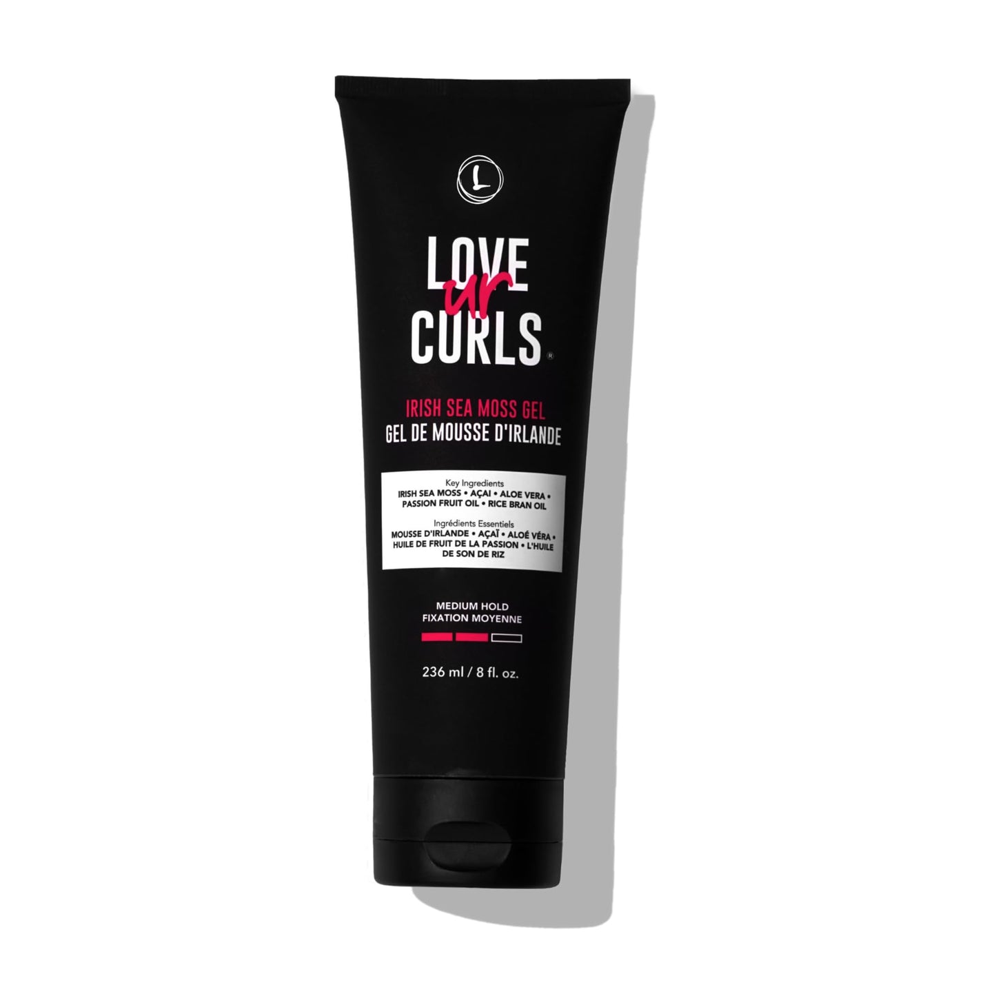 Love Ur Curls Irish Sea Moss Hair Gel, Medium Hold Hair Styling Curling Gel for Defined Curly Hair, Waves & Coils, Vegan, Cruelty Free, 236mL