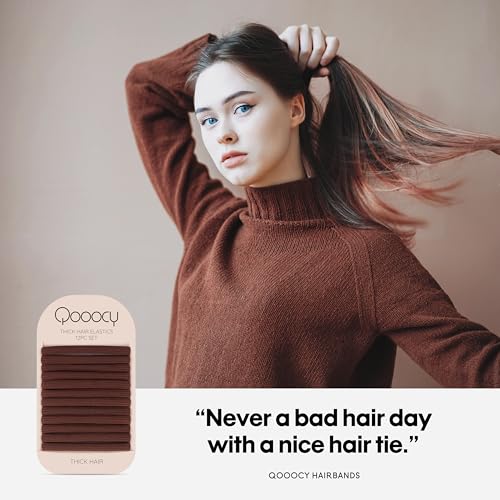 Qooocy 8MM No-Slip Women Hair Ties for Thick & Curly Hair, 12 Pcs, Blonde
