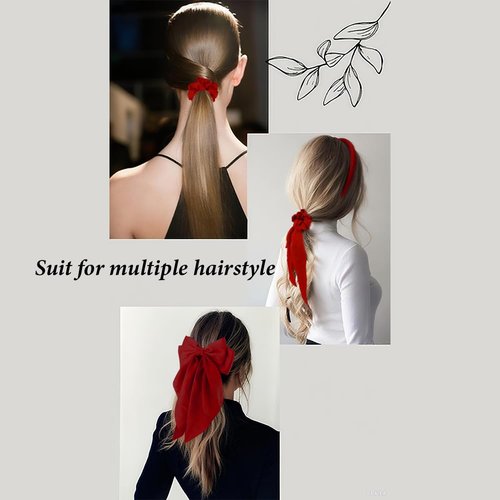 Aushamtai 6Pcs Red Satin Hair Accessories Set for Women: Bows, Hair Scrunchies and Headband with Versatile Styles, Perfect for Daily Wear, Birthday Gifts for Women(Satin Material)