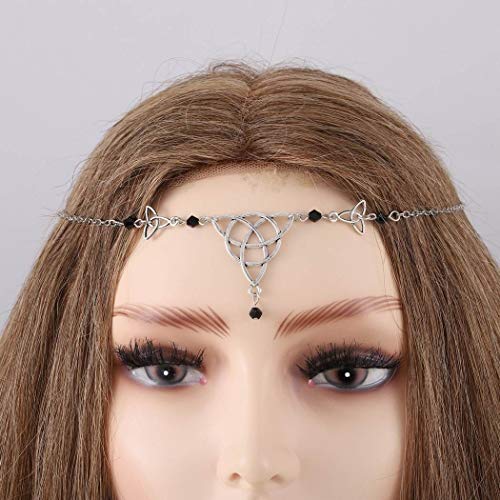 Ursumy Religion Retro Head Chain Wizard Magic Headpiece Crystal Hair Jewelry Festival Head Accessories for Women and Girls (Black)