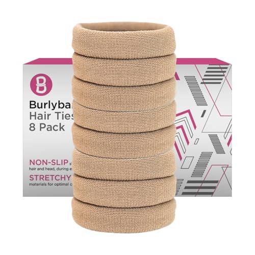 Burlybands Large Hair Ties for Thick, Heavy or Curly Hair - Non-Slip, Non-Damage, Seamless Women's Ponytail Scrunchies - Blonde, 3 Pcs