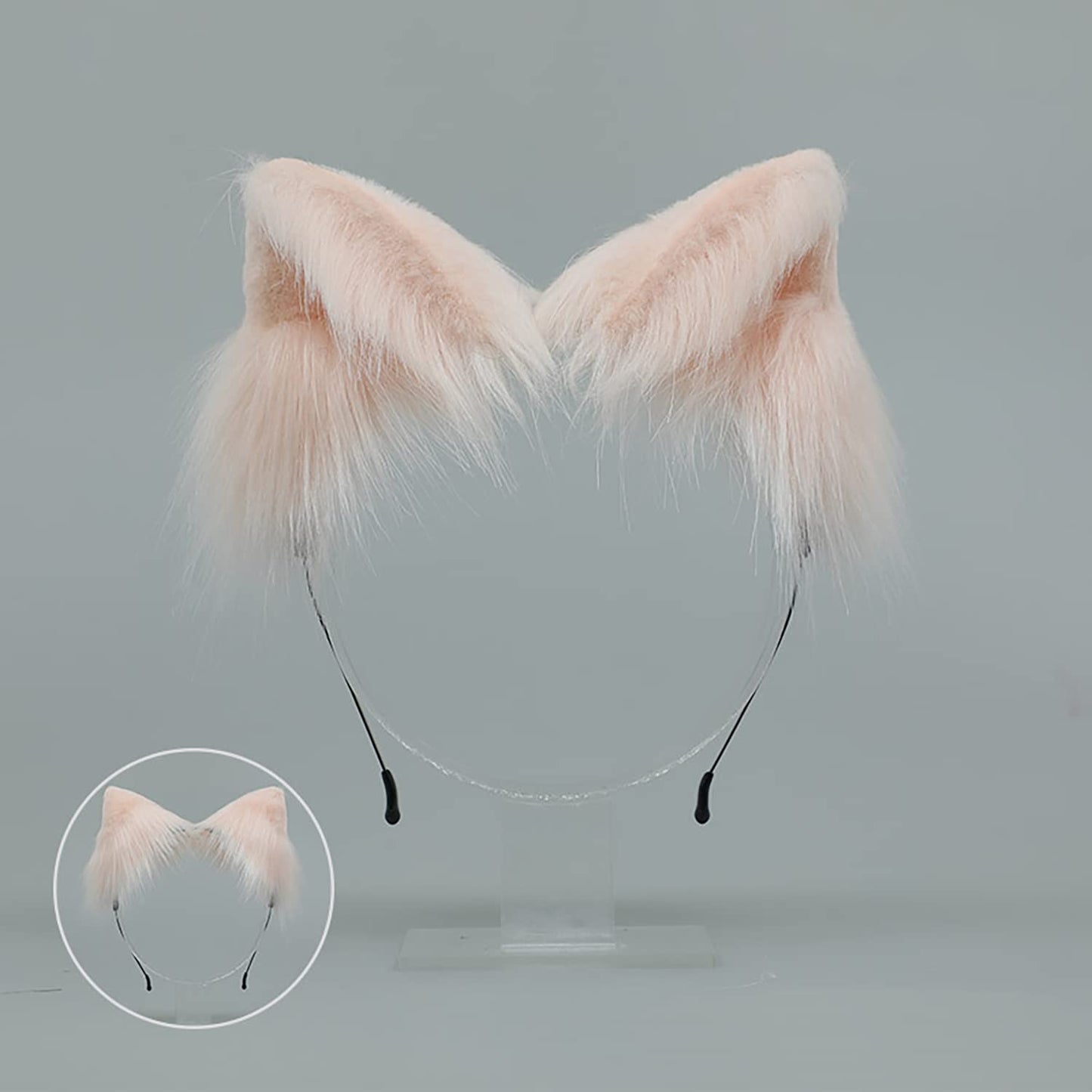 Faylay Wolf/Fox/Cat Ear Cosplay Headwear Girl Accessories Handmade Hairband Furry Ear Faux Fur Headband (SJ-6 Pink)