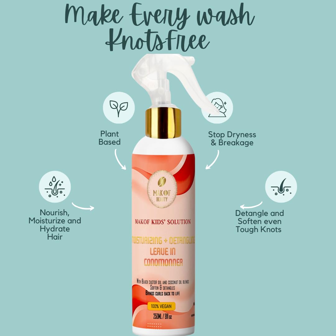 Skiennix Kids Leave-In Conditioner - Nourishing Formula with Mango Butter & Jojoba Oil | 8 Fl Oz
