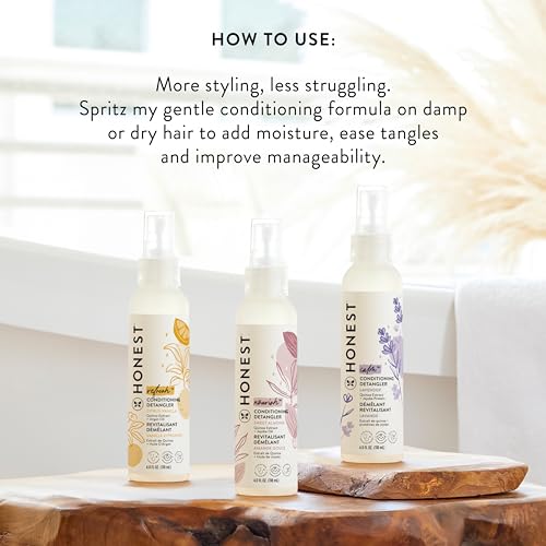 The Honest Company Conditioning Hair Detangler | Leave-in Conditioner + Fortifying Spray | Tear-free, Cruelty-Free, Hypoallergenic | Almond Nourishing, 4 fl oz