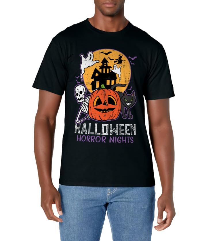 Halloween Horror Nights Retro Movie Poster Spooky Skeleton T-Shirt