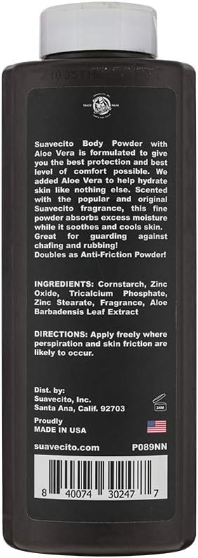 Suavecito Body Powder - Aloe Vera Formula for Long-Lasting Comfort & Protection | 6 oz, Original Scent