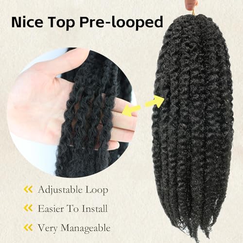 ACCRUE 6 Packs Marley Twist Braiding Hair 16 Inch Marley Hair Crochet Braids Afro Kinky Synthetic Cuban Twist Marley Hair For Twists Braiding Hair Extensions,15 Strands/Pack (16in（6pack）, 1B)