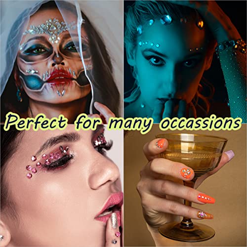 3 Sheets Eye Body Face Gems Jewels Rhinestone Stickers Temporary Tattoo Gems Self Adhesive Crystal Makeup Face Stick Gems for Festival Accessory and Nail Art Decorations (#1)