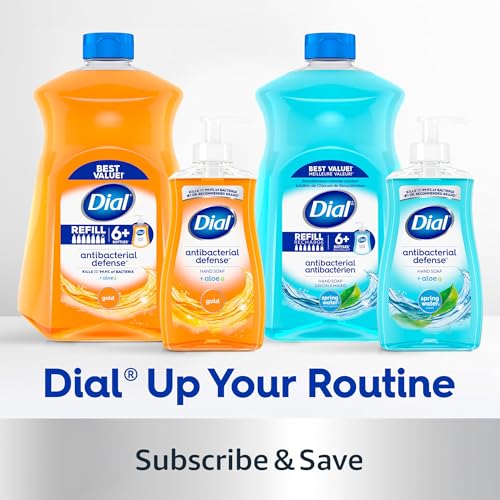 Dial Antibacterial Defense Liquid Hand Soap + Aloe, Spring Water Scent, 52 Fl Oz Hand Soap Refill (Pack of 3), Dermatologist-Tested, Gentle Formula