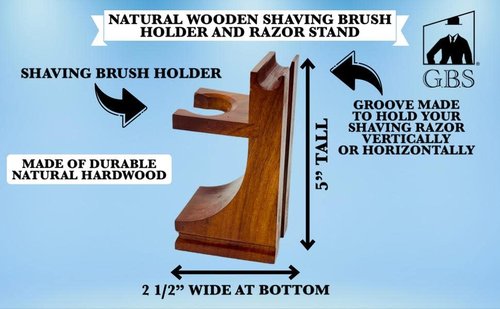 G.B.S GENTS Men's Classic Wooden Shaving Set - Brush, Stand & 3.5-Inch Soap Bowl