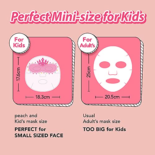 peach and face mask for kids, Skincare for kids, Spa day kit for girls, Perfect gifts for girls 6-8, Pack of 5