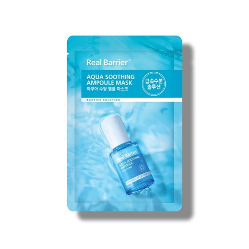Real Barrier Aqua Soothing Ampoule Face Mask - Hydrating Korean Sheet Mask with Hyaluronic Acid | 10 Pack