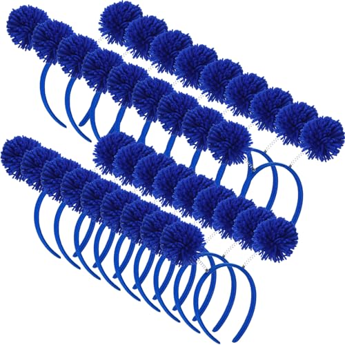 Censen 18 Pcs Pom Pom Headband Head Bopper Wrapped Funny Headband Birthday Halloween Party Headwear for Women Adult Accessory(Blue)