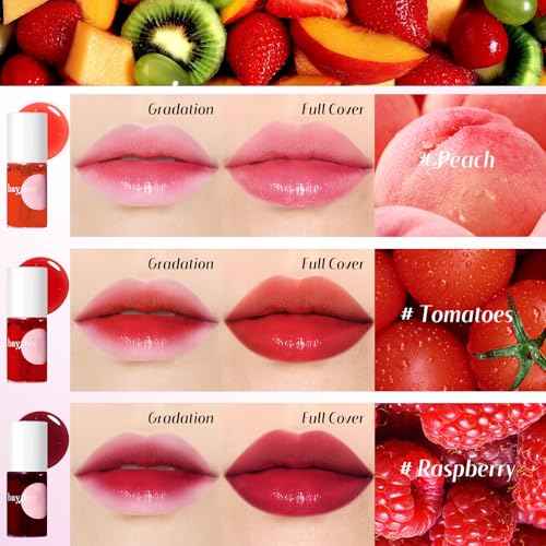 bayfree Lip Tint Stain Set, Lip Stain Long Lasting Waterproof, Lightweight, Non-sticky, Transfer-Proof, Matte Finish (fruit land)