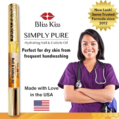 Bliss Kiss | 1 Candy Cane Fragrance | Nail Oil Cuticle Pen w/Vitamin E & Jojoba⏤Nail Strengthener Nail Growth Serum for Brittle Peeling Breaking Thin Nails