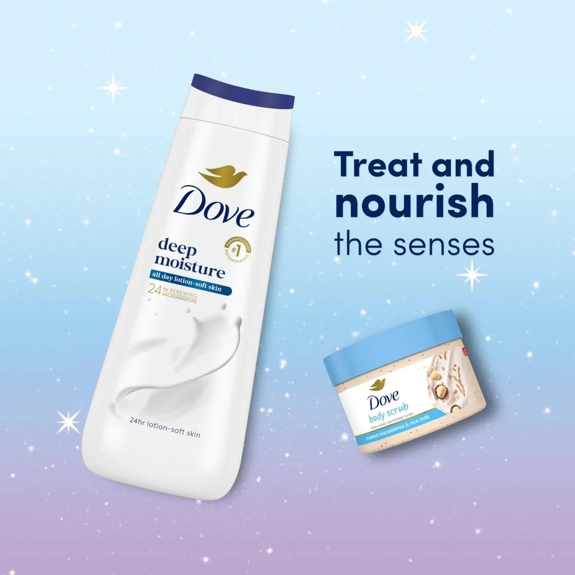 Dove Limited Edition Glow Gift Set - Deep Moisture Body Wash & Macadamia Scrub | 2 Count