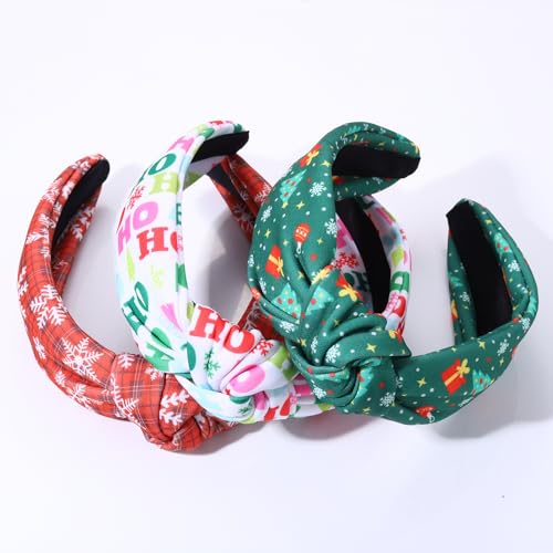 NVENF Halloween Christmas Thanksgiving New Year Headband for Women Festive Holiday Knotted Headband Hair Accessories Gifts (Christmas E)