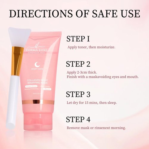 Regine Switzerland Collagen Overnight Peel-Off Facial Mask - Boosts Elasticity & Hydration - 2.53 fl. oz