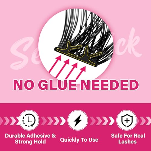 Self Adhesive Eyelashes 48Pcs Lash Clusters Self Stick Lashes Reusable Self-adhesive Lashes No Glue Cluster Lashes Easy for Use(Into You-01,D-10-18mix)