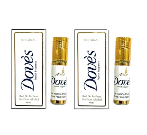 Doves Soap Roll-On Perfume - Alcohol-Free Unisex Attar with French Fragrance | 6ml (0.20 OZ) Pack of 2