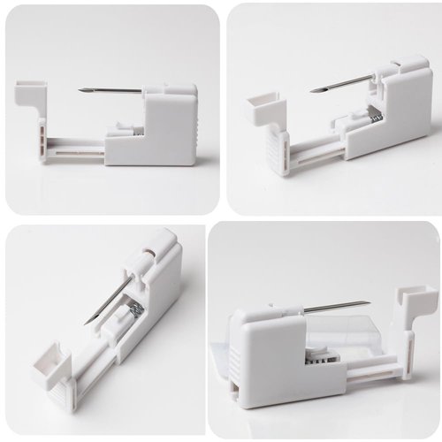 AM RONG MAGIC Professional Body Piercing Kit for Nipple/Belly Button/Lip/Tongue/Ear/Nose, Self Nipple Piercing Gun Kits, Body Piercing Needle Tool Kits Stainless Steel for Women Female (white-nipple piercing kit)