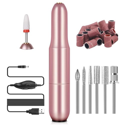 SAVILAND Electric Nail Drill - Professional Rose Efile Nail File with 6 Drill Bits | Portable for Home & Salon Use