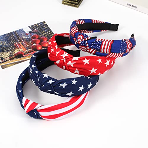 Ardorchid American Flag Headbands for Women Girls Gifts Fourth of July Wide Knottted Headband Independence Day Patriotic Headband Non Slip Rhinestone Hair Accessories Memorial Day Hair Hoop