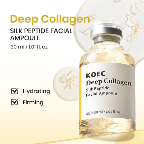 KOEC Deep Collagen Silk Peptide Facial Ampoule Set - Lifting Serum for Intensive Tightening & Hydration | 2PCS