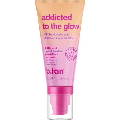 b.tan Gradual Self Tan Face Lotion - Addicted to the Glow | Daily Tanning Cream for Sunkissed Bronze, Hydrating Vitamin C, Travel Size