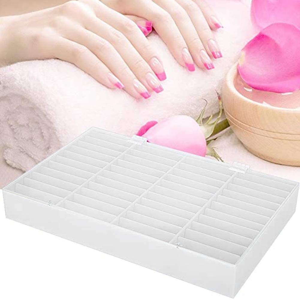 Nail Art Display Box, Press On Nails Box, 44 Dividers Fake Nail Art Organizer Holder for Nail Salon