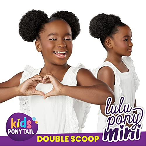 Sensationnel Lulu Pony Mini DOUBLE SCOOP - ponytail drawstring for kids synthetic pony up do wig piece - LULUPONY Mini Double Scoop (1 JETBLACK)