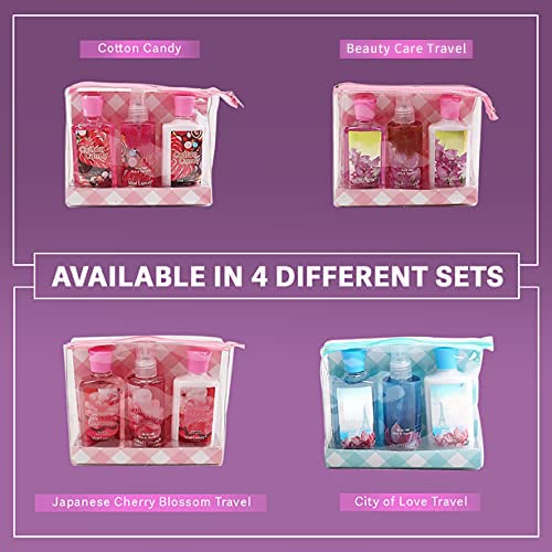 Vital Luxury Bath & Body Care Travel Set Pea Flower Scent Home Spa Set with Body Lotion, Shower Gel and Fragrance Mist