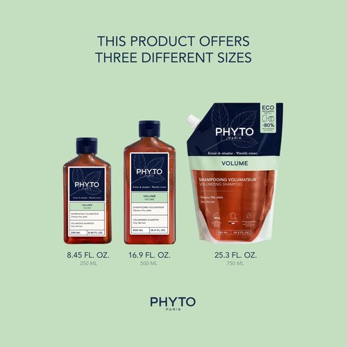 PHYTO VOLUME Volumizing Shampoo - Lightweight Formula for Fine & Thin Hair | Instant Volume, 8.45 fl. oz