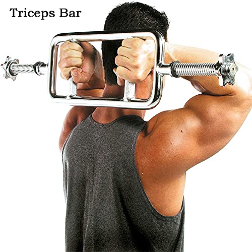 uyoyous 34'' Olympic Triceps Bar, Weight Bar Standard Threaded Solid Triceps Bar Curl Weight Deadlift Barbell with 2 Ring Collars Home Gym Weightlifting & Bodybuilding Exercise for Squats Shrugs