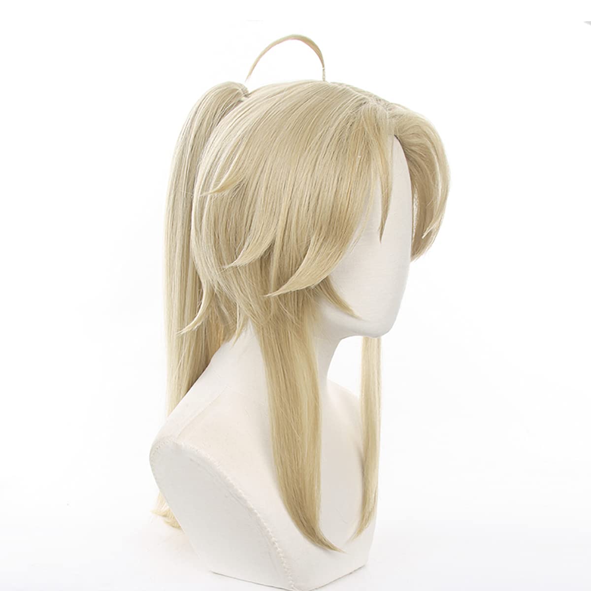 XiongXiongLe Cosplay Game Honkai Star Rail Yanqing Wig Light Brown Upturned Short Hair Replacement Wigs with Detachable Ponytail for Women Girls Cos Party Halloween Christmas(Yanqing)